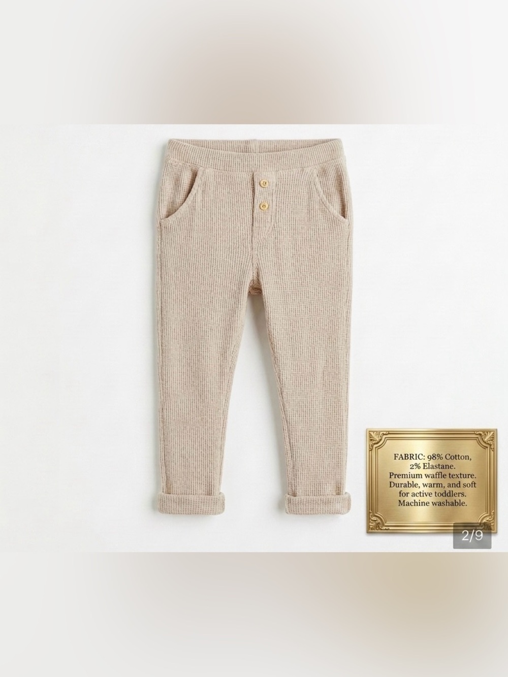 H&M Toddler Waffle Knit Thermal Trousers - 4T Neutral Beige
